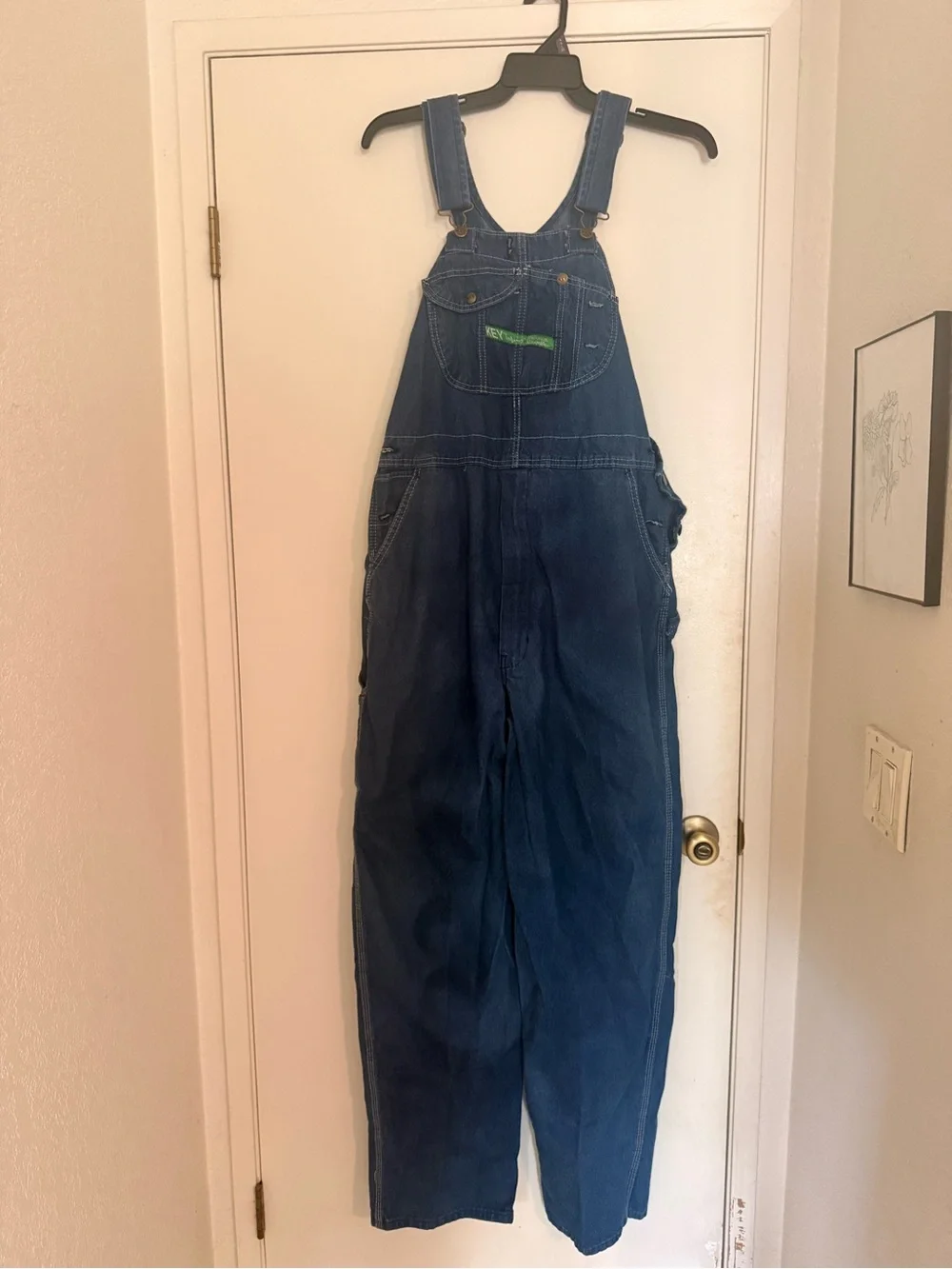 Vintage 90s KEY Imperial Denim Bib Overalls Mens 40x34 Carpenter Workwear - Picture 1 of 6